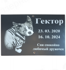 Табличка для собаки АКП 20х17 (Портрет + ФИО, горизонтально)